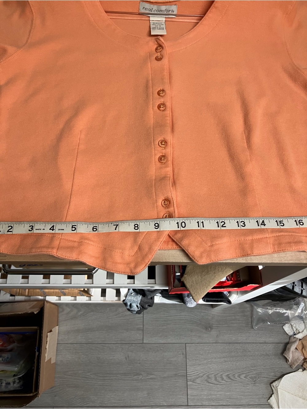 Comfortable Peach Button-Front Short Sleeve Top - Picture 9 of 12